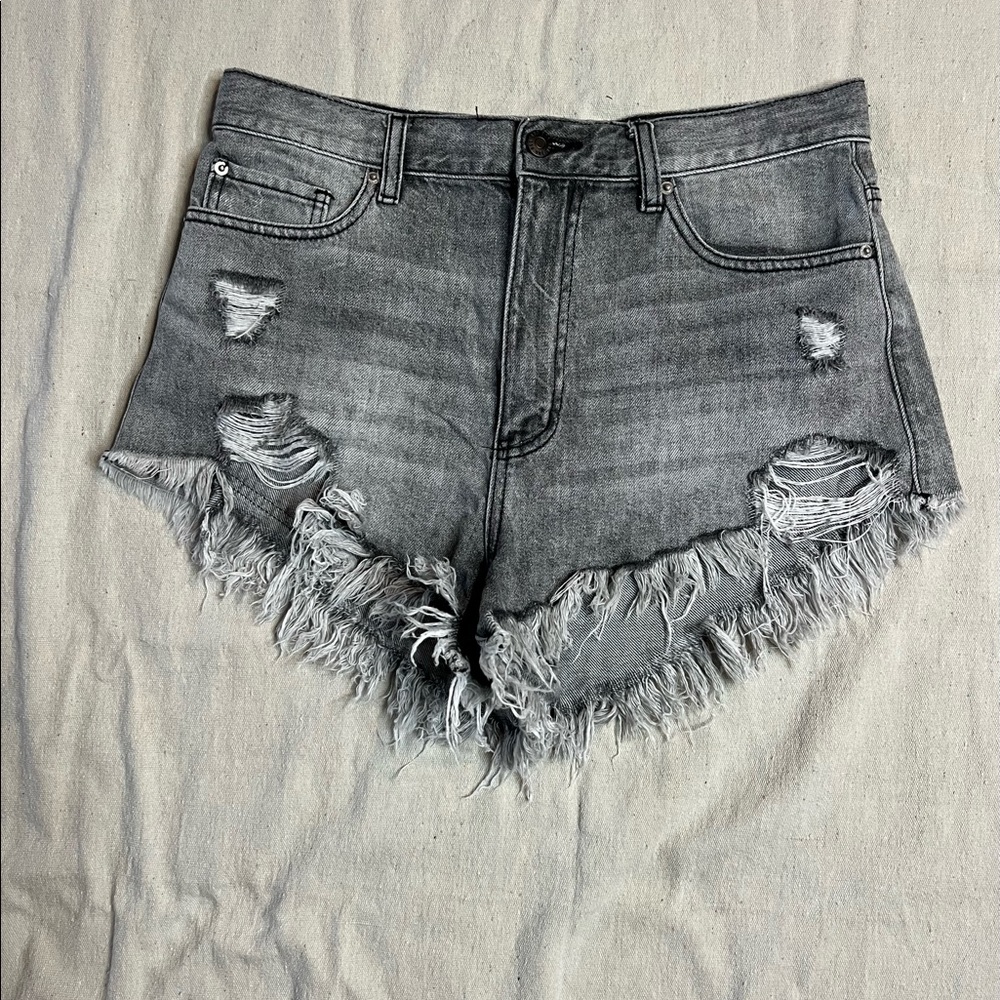 BDG faded grey high waisted shorts